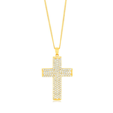 9ct Yellow Gold Cubic Zirconia Cross Pendant