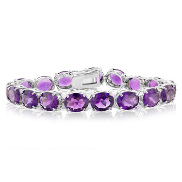 40 Carat Amethyst Tennis Bracelet Set in Sterling Silver