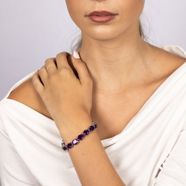 40 Carat Amethyst Tennis Bracelet Set in Sterling Silver