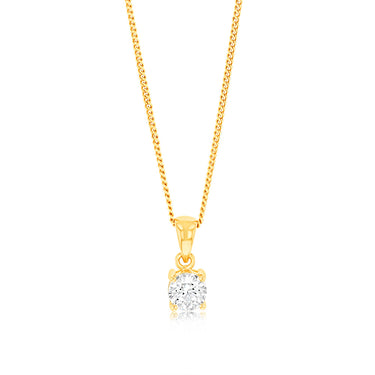 9ct Yellow Gold 0.90 Ct Solitaire Cubic Zirconia Pendant