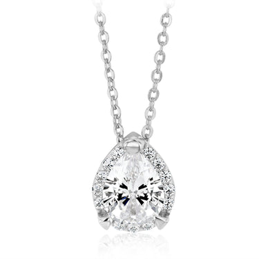 Natural White Sapphire Pear Shaped Pendant and Earring Set Sterling Silver