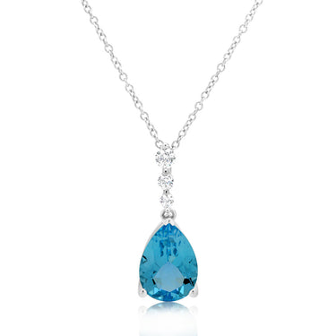 Sterling Silver Blue Topaz Cubic Zirconia Earring & Pendant Set