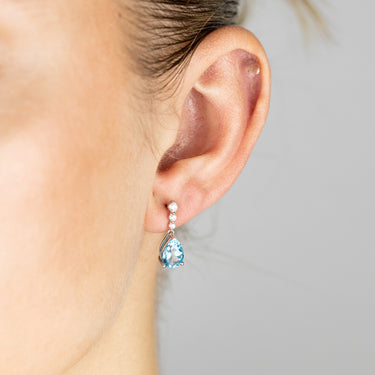 Sterling Silver Blue Topaz Cubic Zirconia Earring & Pendant Set