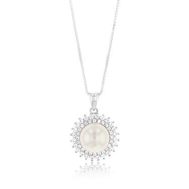 7-10mm Fresh Water Pearl Pendant & Earring Set in Sterling Silver