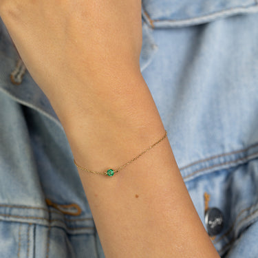 0.24 Carat Created Emerald Adjustable Bracelet 17cm in 9ct Yellow Gold