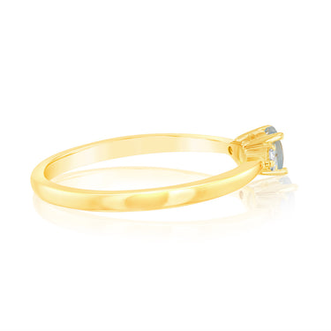 0.24 Carat Aquamarine and Diamond Ring in 9ct Yellow Gold