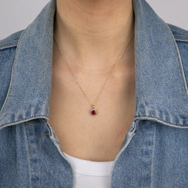 1 Carat Created Ruby and Diamond Pendant with 45cm Chain in 9ct Yellow Gold