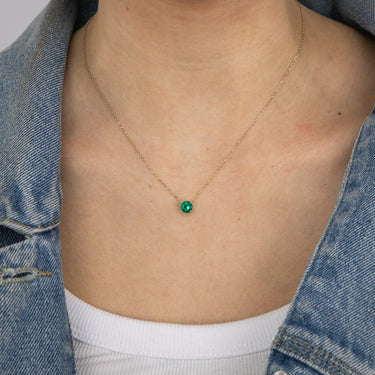 Created Emerald Pendant with 45cm Chain in 9ct Yellow Gold