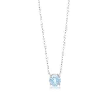 0.7 Carat Aquamarine Pendant with 45cm Chain in 9ct White Gold