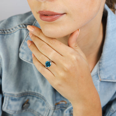 London Blue and White Topaz Ring in Sterling Silver