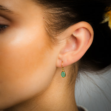 2 Carat Emerald Drop Earrings in Gold Plated Silver