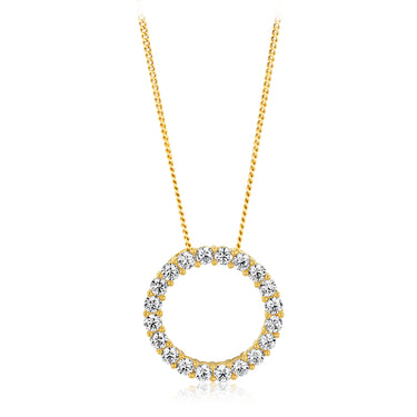 Zirconia Circle Pendant in 9ct Yellow Gold