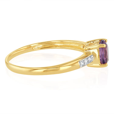 Amethyst & Zirconia Ring in 9ct Yellow Gold