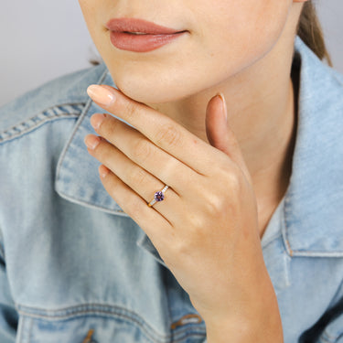 Amethyst & Zirconia Ring in 9ct Yellow Gold