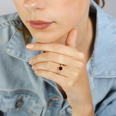 Created Ruby & Zirconia Ring in 9ct Yellow Gold