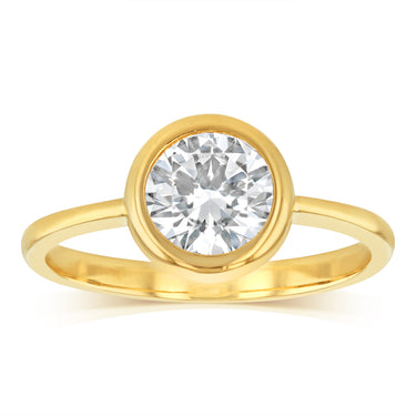 Zirconia 1 Carat Look Ring in 9ct Yellow Gold