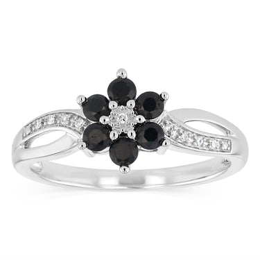 Sapphire and Diamond Ring in Sterling Silver