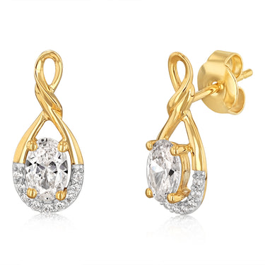 Zirconia Drop Earrings in 9ct Yellow Gold