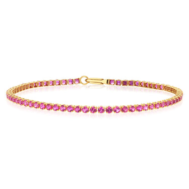 3.65 Carats Created Ruby Bracelet in 10ct Yellow Gold