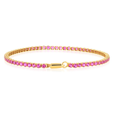 3.65 Carats Created Ruby Bracelet in 10ct Yellow Gold