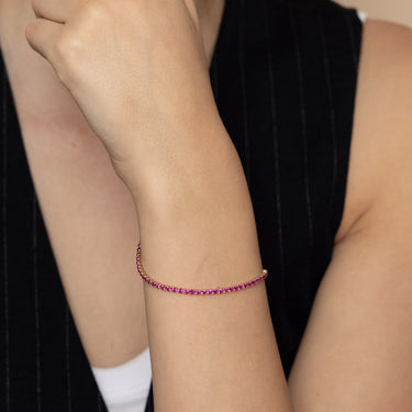 3.65 Carats Created Ruby Bracelet in 10ct Yellow Gold