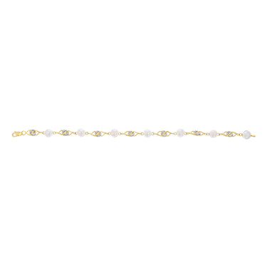 Freshwater Pearl & Diamond Bracelet 18cm in 9ct Yellow Gold