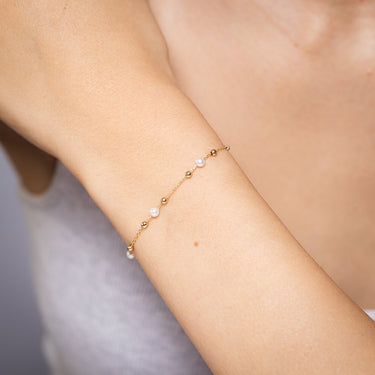 Freshwater Pearl Fancy Bracelet 19.10cm in 9ct Yellow Gold