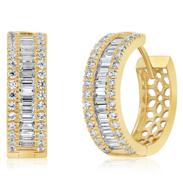 Zirconia Hoop Earrings in 9ct Yellow Gold