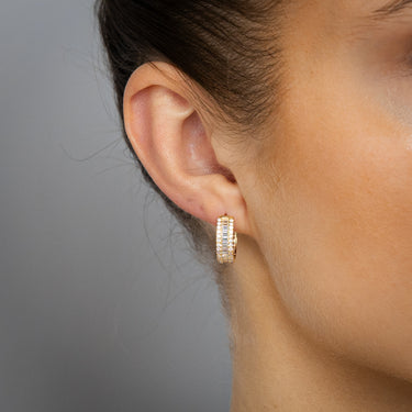 Zirconia Hoop Earrings in 9ct Yellow Gold