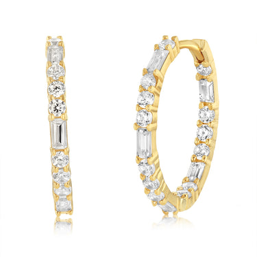 Zirconia Hoop Earrings in 9ct Yellow Gold