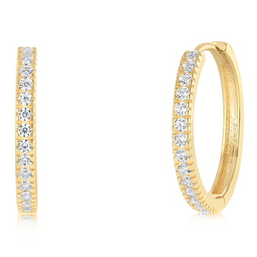 Zirconia Hoop Earrings in 9ct Yellow Gold