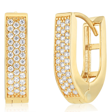 Zirconia Hoop Earrings in 9ct Yellow Gold