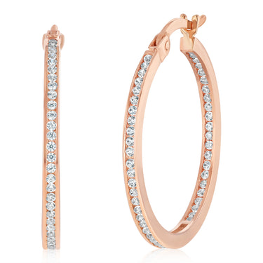 Zirconia Hoop Earrings in 9ct Yellow Gold