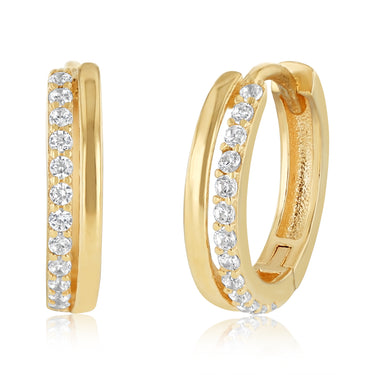 Zirconia Hoop Earrings in 9ct Yellow Gold