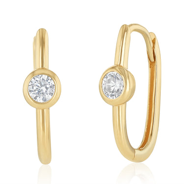 Zirconia Hoop Earrings in 9ct Yellow Gold