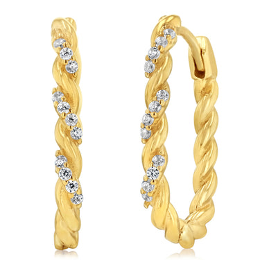 Zirconia Hoop Earrings in 9ct Yellow Gold