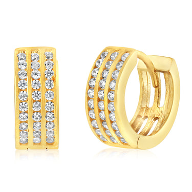 Zirconia Hoop Earrings in 9ct Yellow Gold