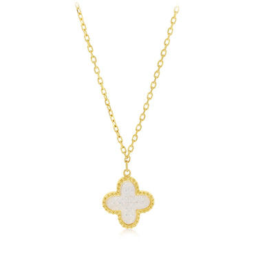 Mother of Pearl Clover on Adjustable 42-45cm Length in 9ct Yellow Gold Chain