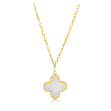 Mother of Pearl Clover on Adjustable 42-45cm Length in 9ct Yellow Gold Chain