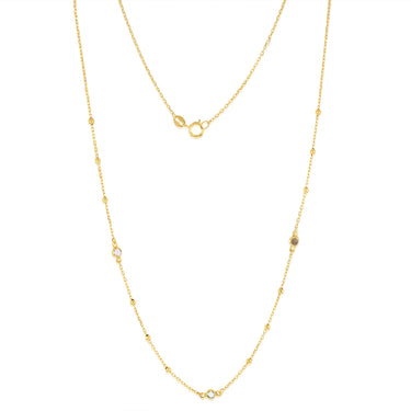Zirconia on Adjustable 45cm Length in 9ct Yellow Gold Chain