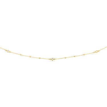 Zirconia on Adjustable 45cm Length in 9ct Yellow Gold Chain
