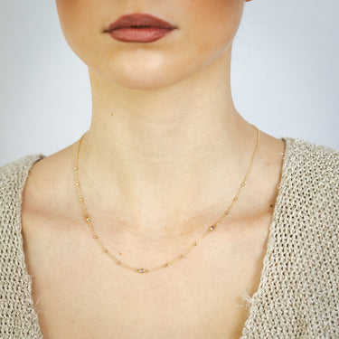 Cubic Zirconia on Adjustable 45cm Necklace in 9ct Yellow Gold