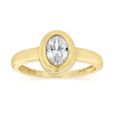Cubic Zirconia Bezel Ring in 9ct Yellow Gold