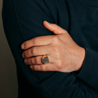 Signet Gents Ring in 9ct Yellow and Whtie Gold