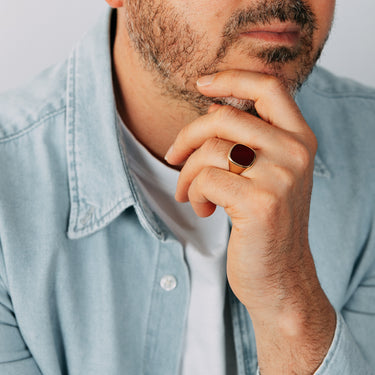 Carnelian Gents Ring in 9ct Yellow Gold
