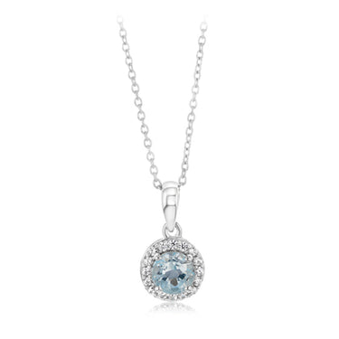 Bue Topaz and White Zirconia Earring and Pendant Set on Chain in Sterling SIlver