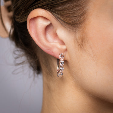 Morganite Hoop Earrings in Gold Plated Silver