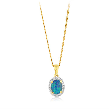 Triplet Oval Diamond Pendant in 9ct Yellow Gold
