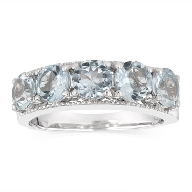 Natural Aquamarine Ring in Sterling Silver