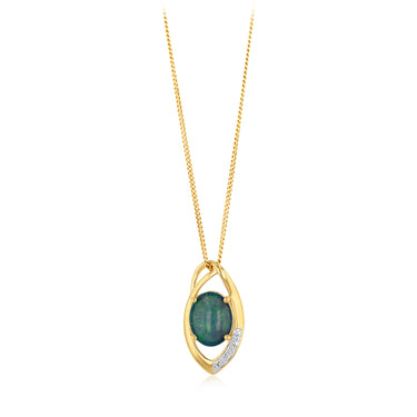 1.85 Carat Triplet Opal and Diamond Pendant in 9ct Yellow Gold